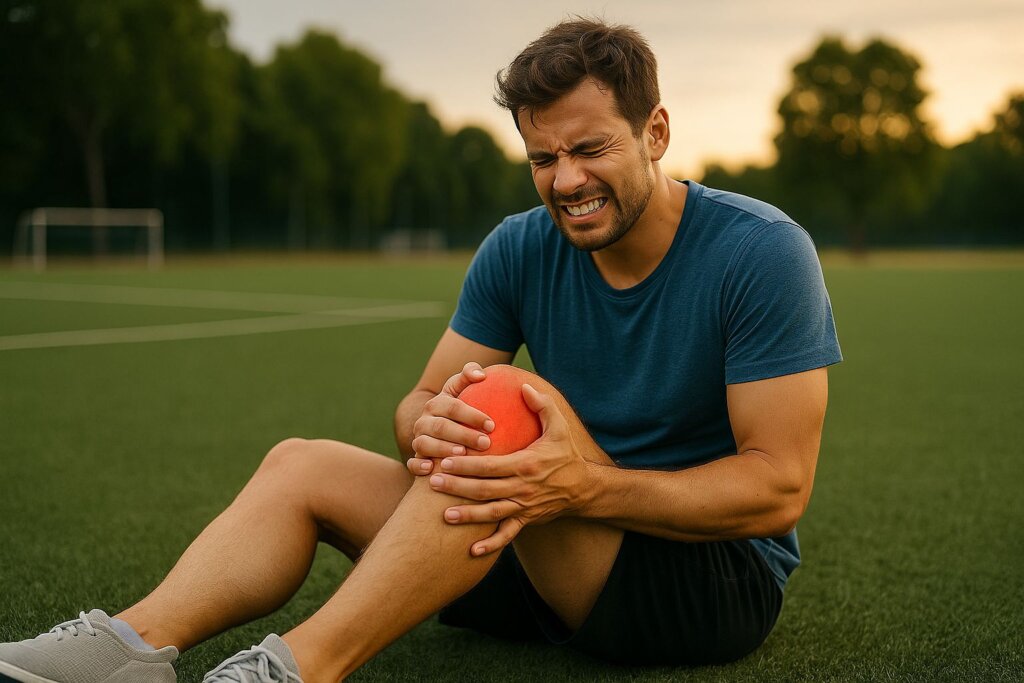 Athlete experiencing sports injury pain from muscle strain – advanced rehabilitation and physiotherapy at IBAP Clinics Hyderabad