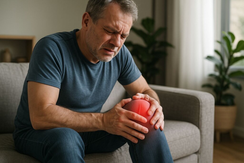 Patient holding knee due to joint pain – orthopedic care and pain relief treatment at IBAP Clinics Hyderabad